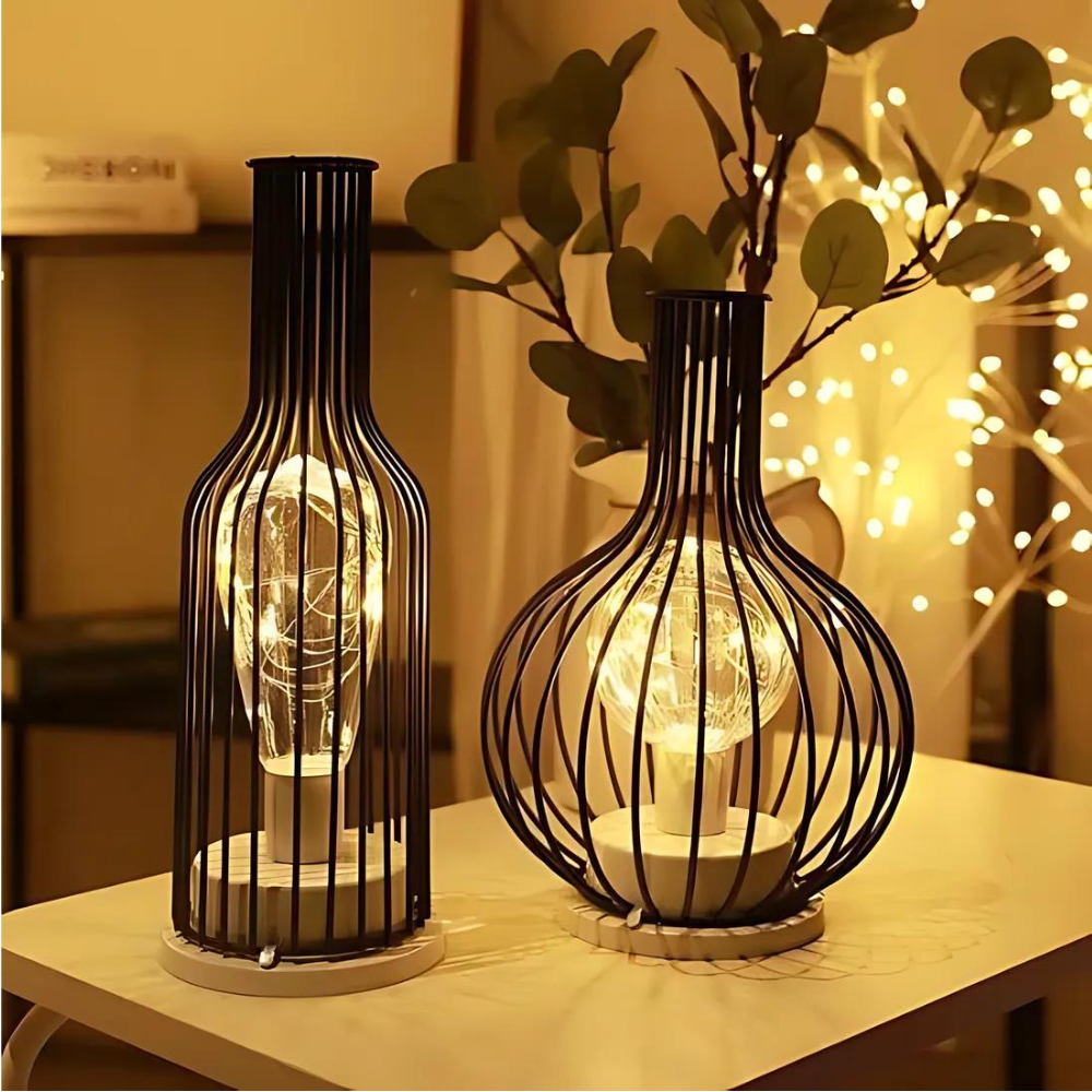 Wireless rechargeable table lamp glass & metal