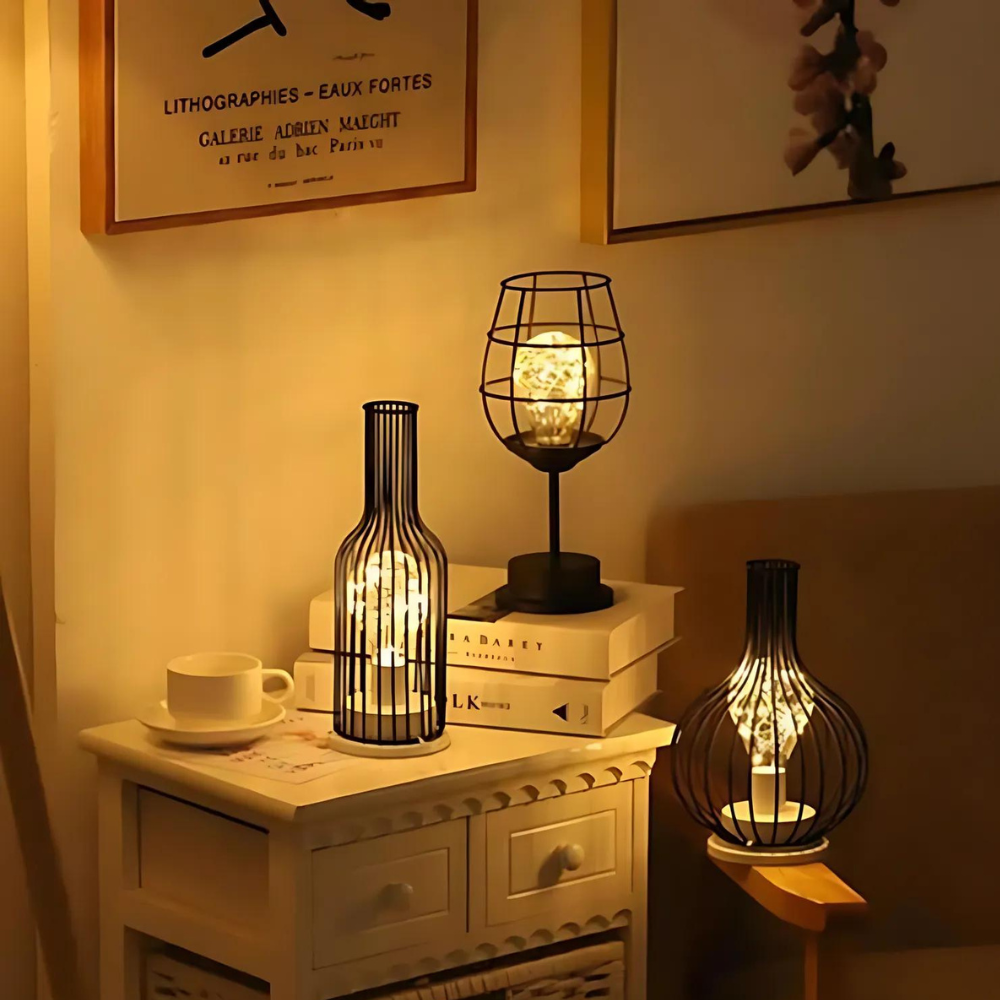 Wireless rechargeable table lamp glass & metal