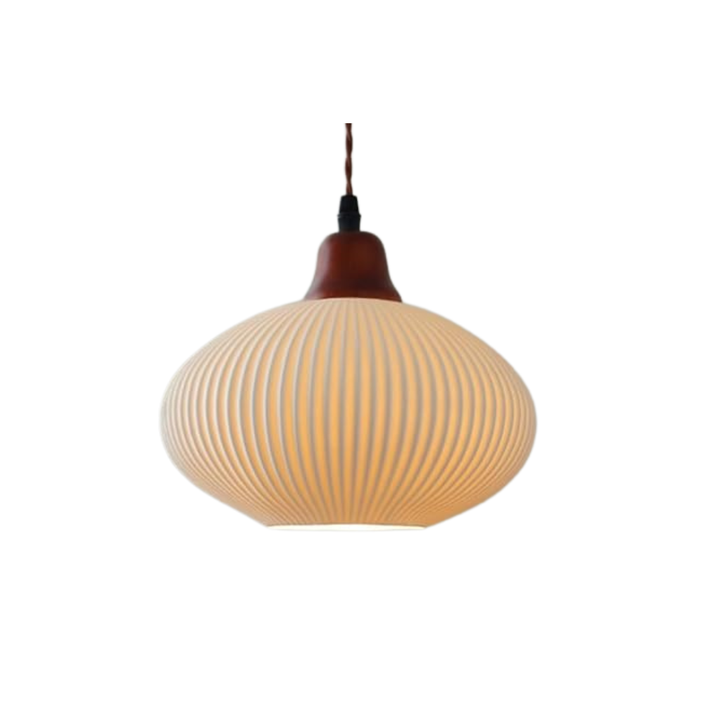 Coastal Ribbed Ceramic Pendant Light