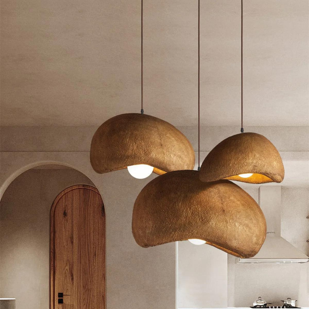 Japandi pendant light textured resin design