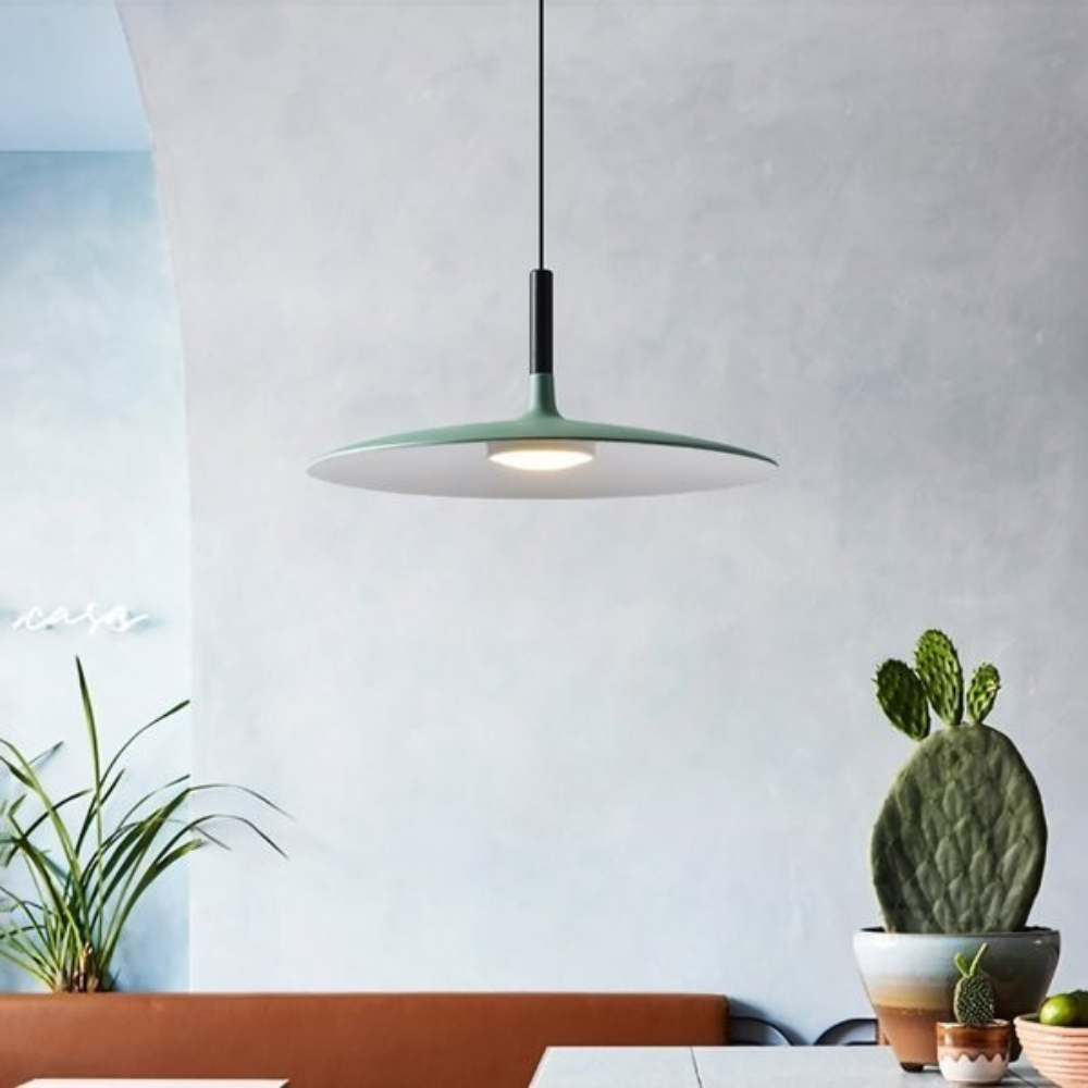 Scandinavian pendant light with colorful finish