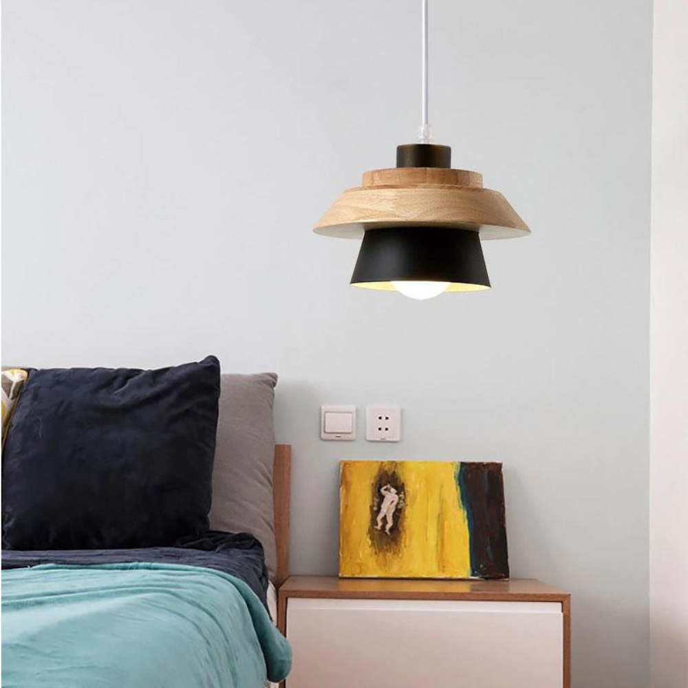 Pendant Light Stone & Wood Natural Design