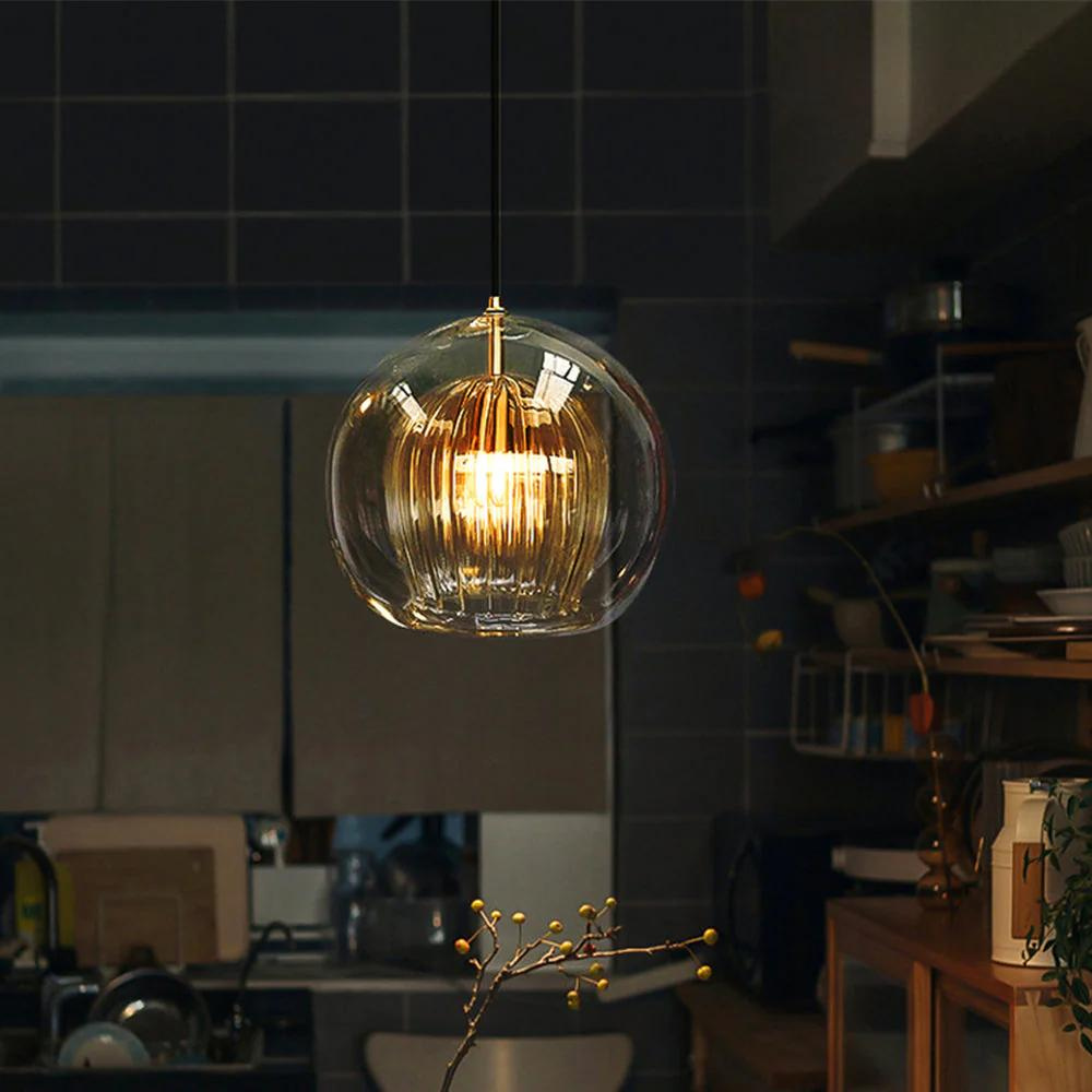 Modern pendant light clear glass & metal design