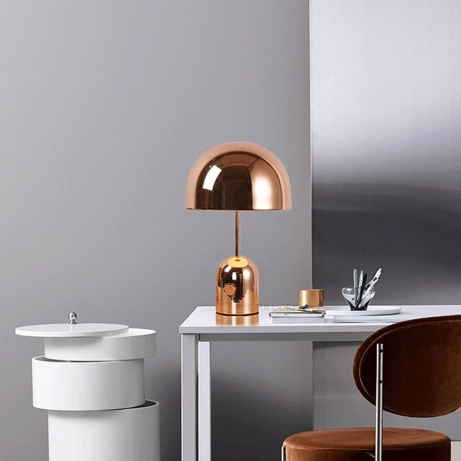 Modern Arched Metal Table Lamp with Soft Dimming