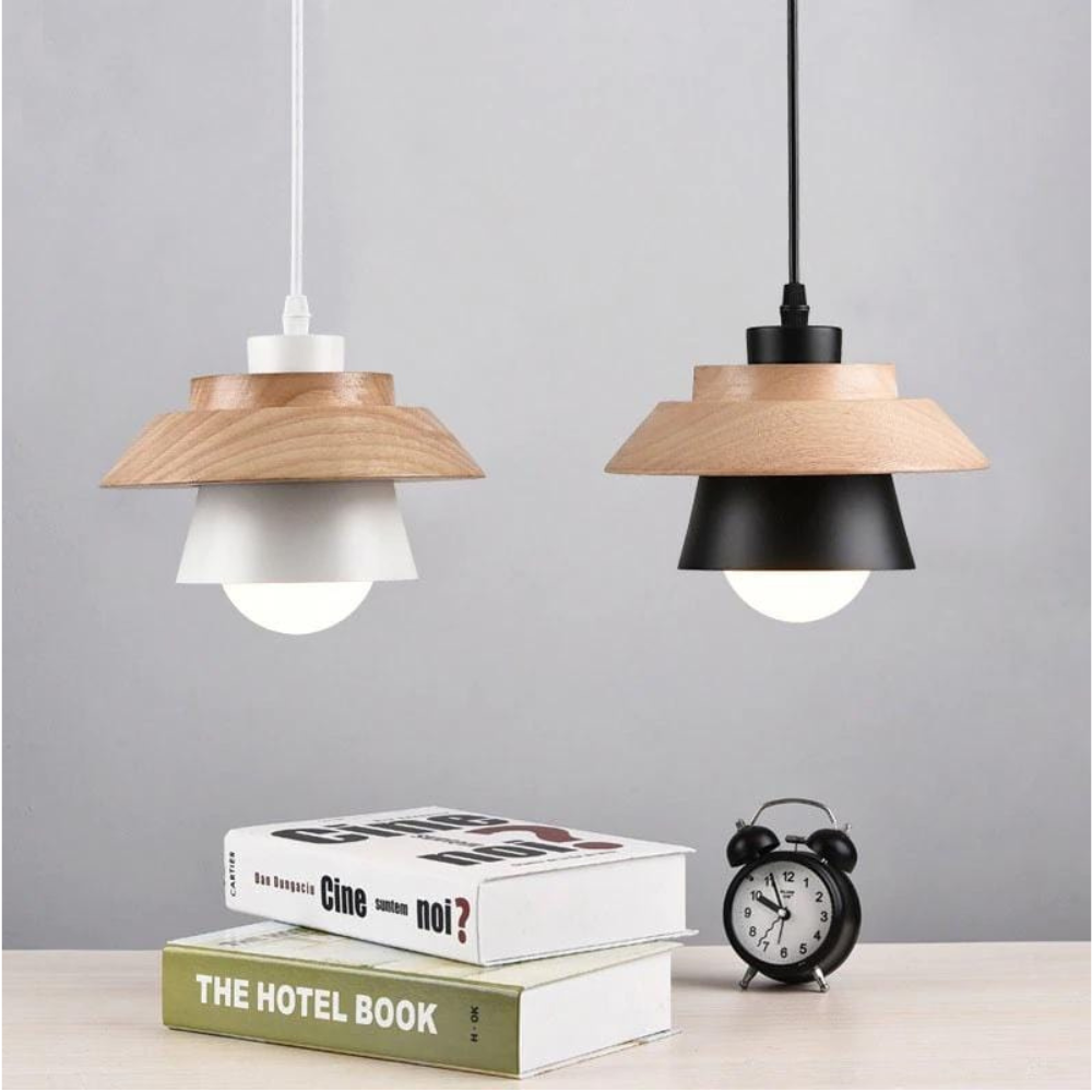 Pendant Light Stone & Wood Natural Design