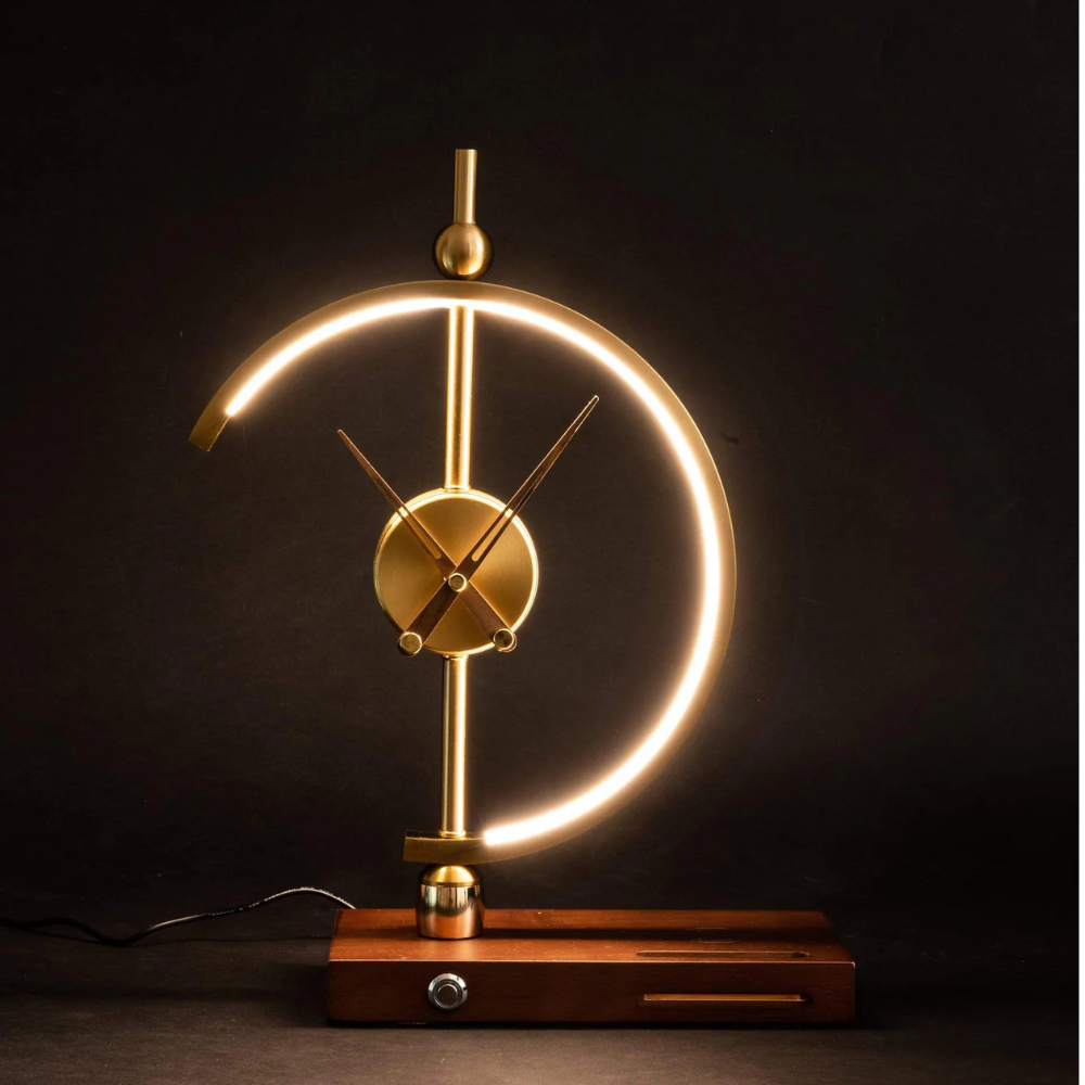 Sculptural Clock Lamp with Wireless Charging