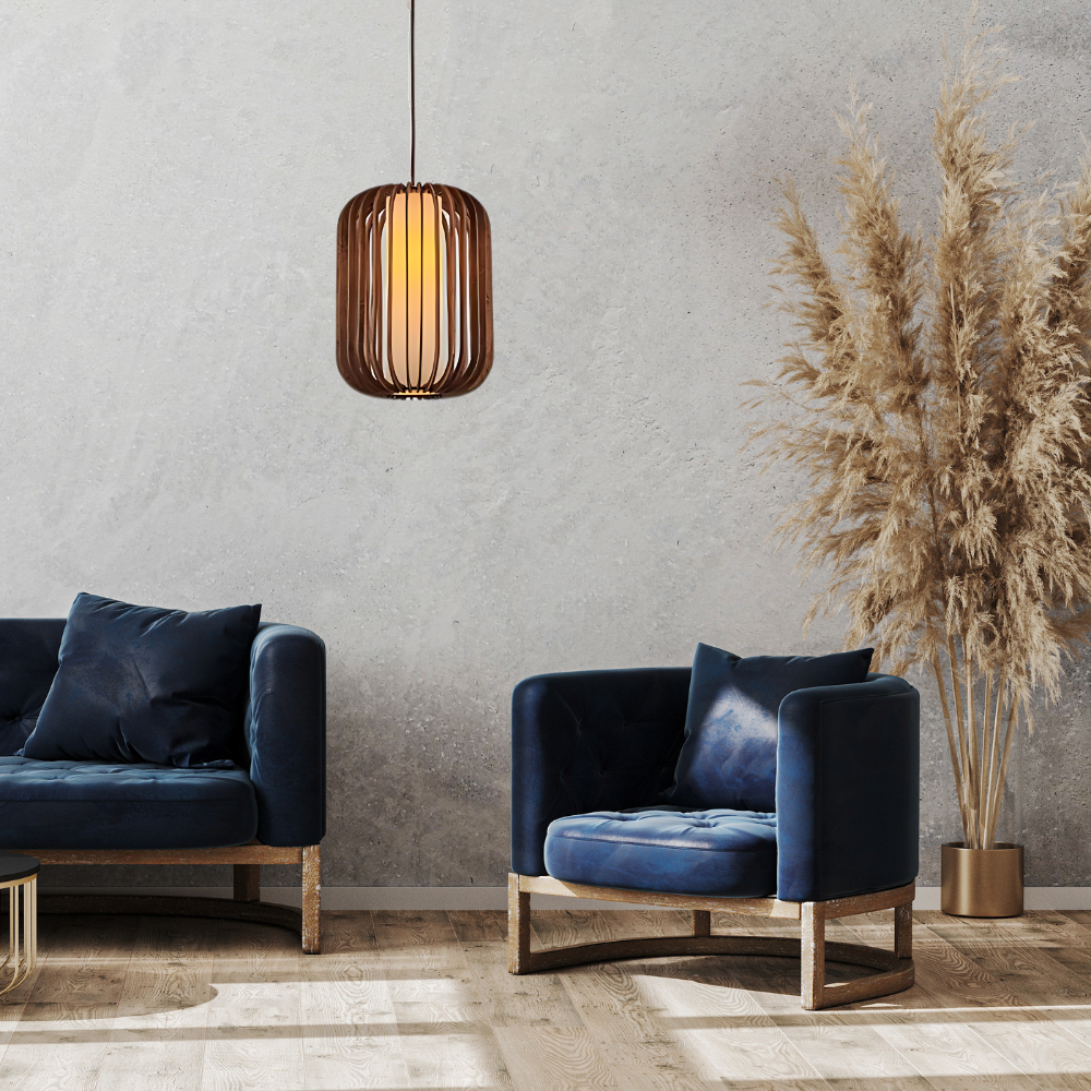 Scandinavian Cardboard and Wood Pendant Light