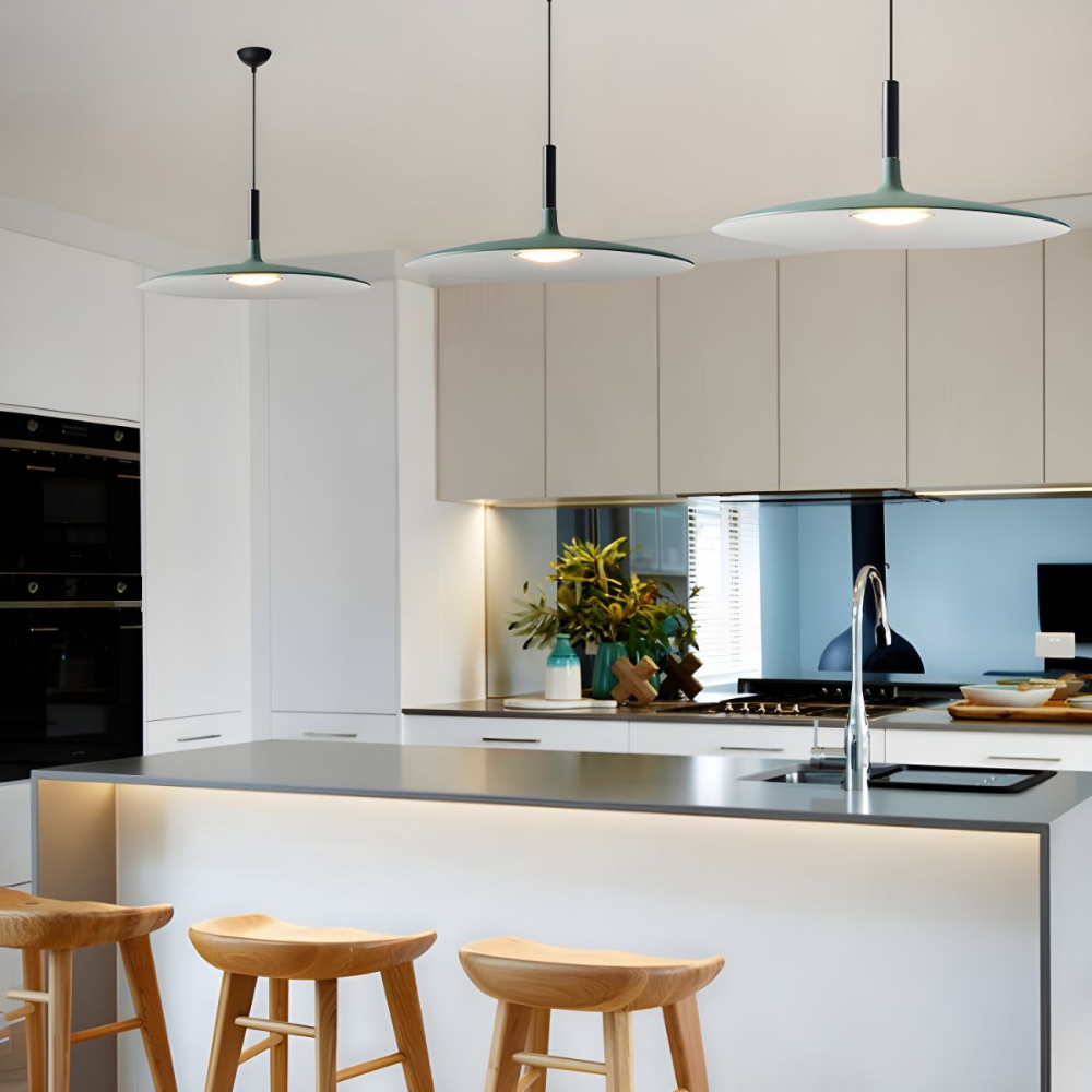 Scandinavian pendant light with colorful finish