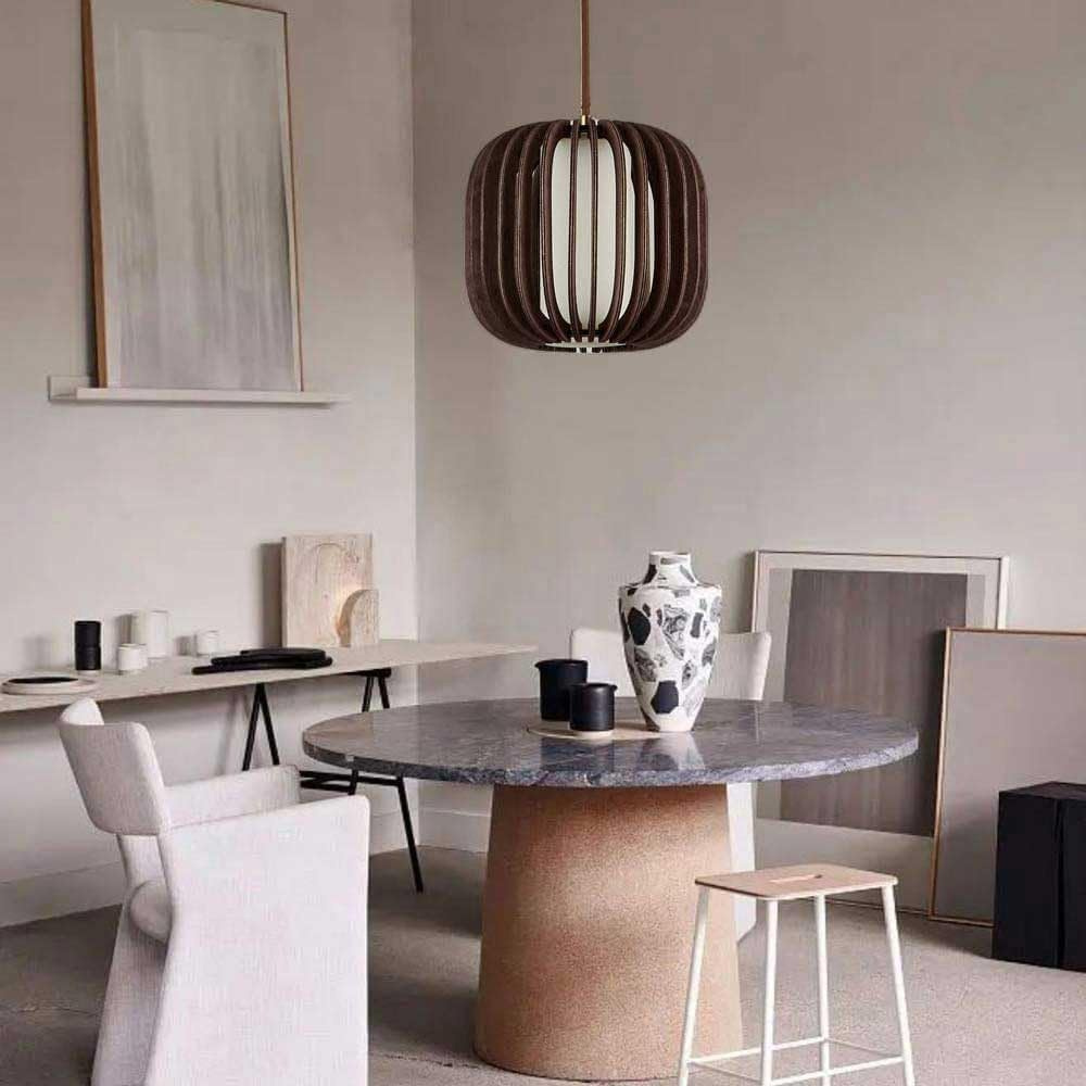 Scandinavian Cardboard and Wood Pendant Light