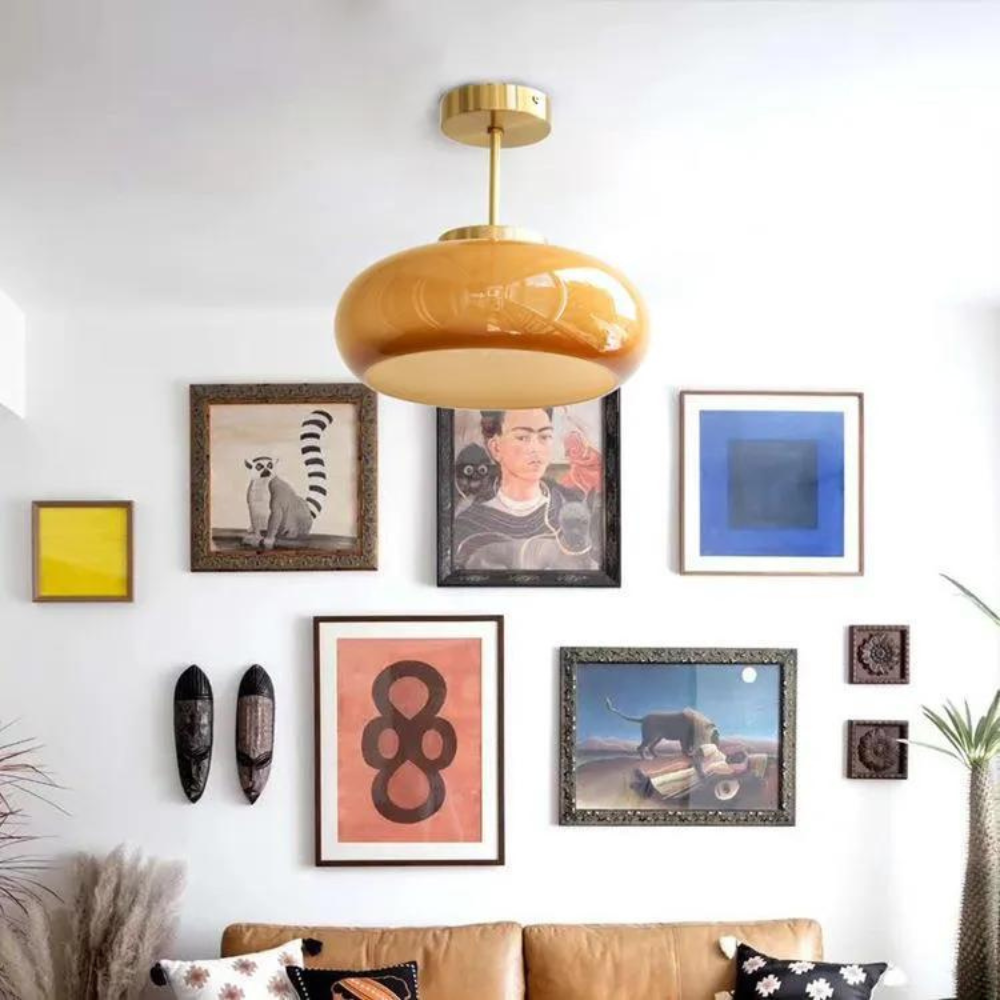 Pendant light brass & glass Scandinavian