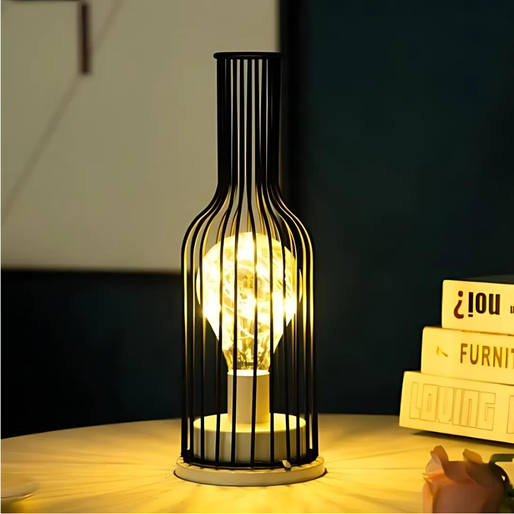 Wireless rechargeable table lamp glass & metal