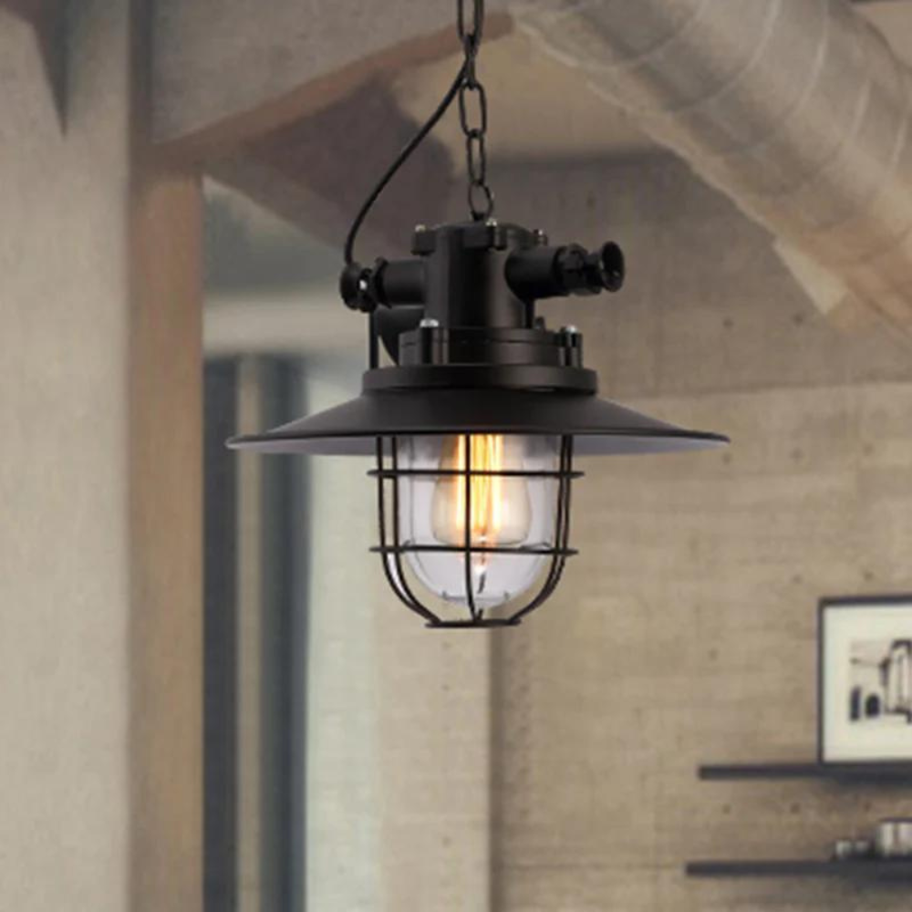 Industrial Iron Adjustable-Height Pendant Light