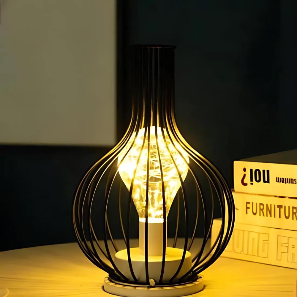 Wireless rechargeable table lamp glass & metal