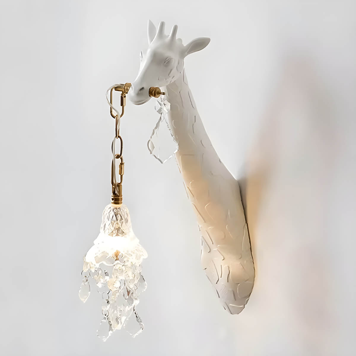 Resin, glass & steel giraffe-wall light