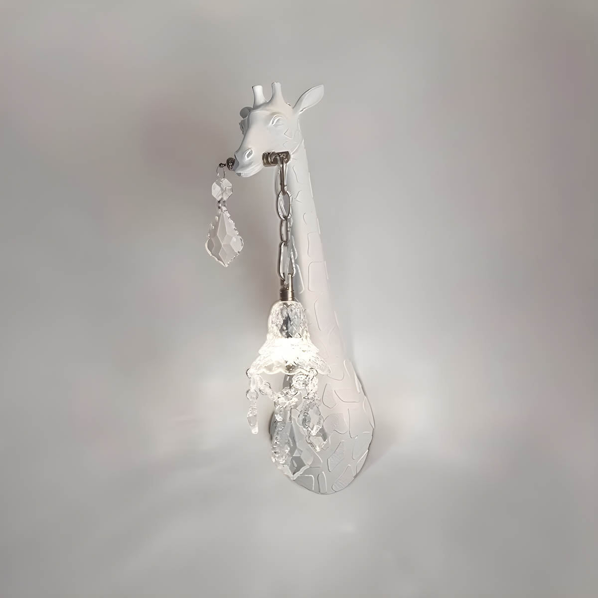 Resin, glass & steel giraffe-wall light