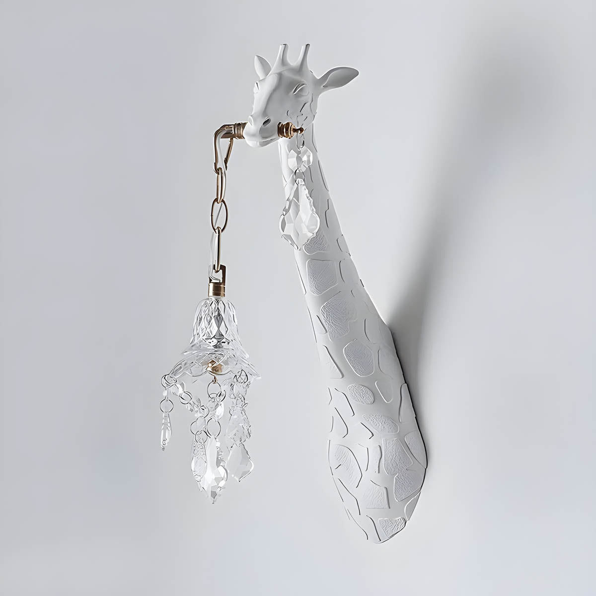 Resin, glass & steel giraffe-wall light