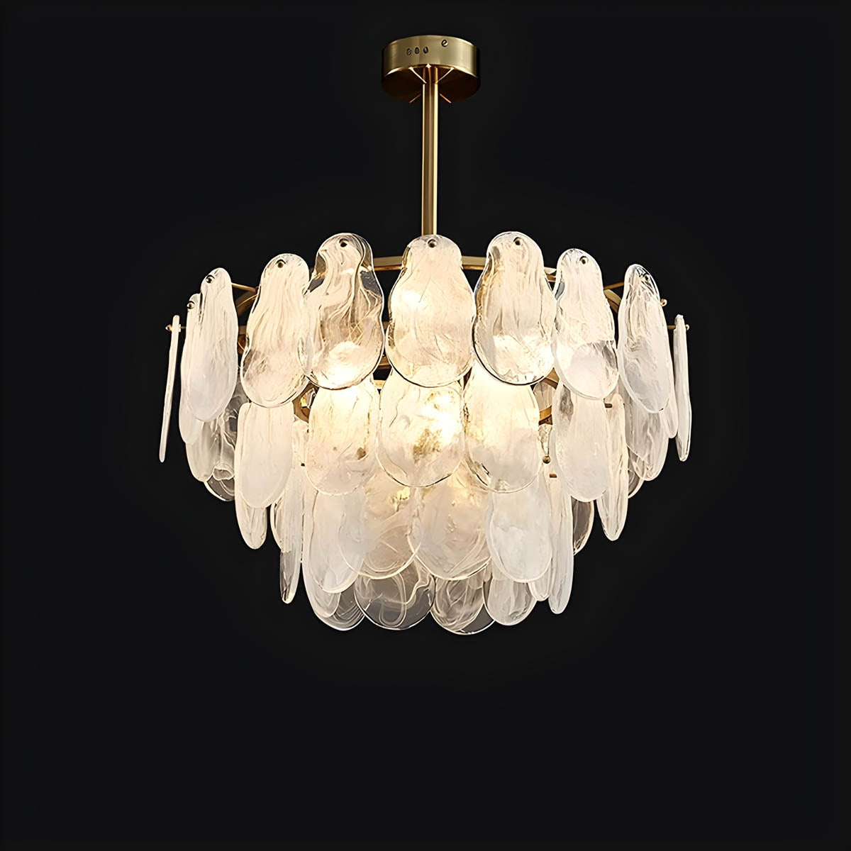 Cloud glass chandelier with gold metal frame