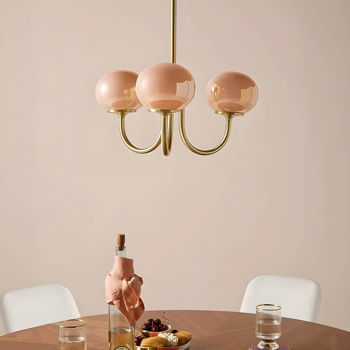 Vintage glass & iron head semi-flush pendant light