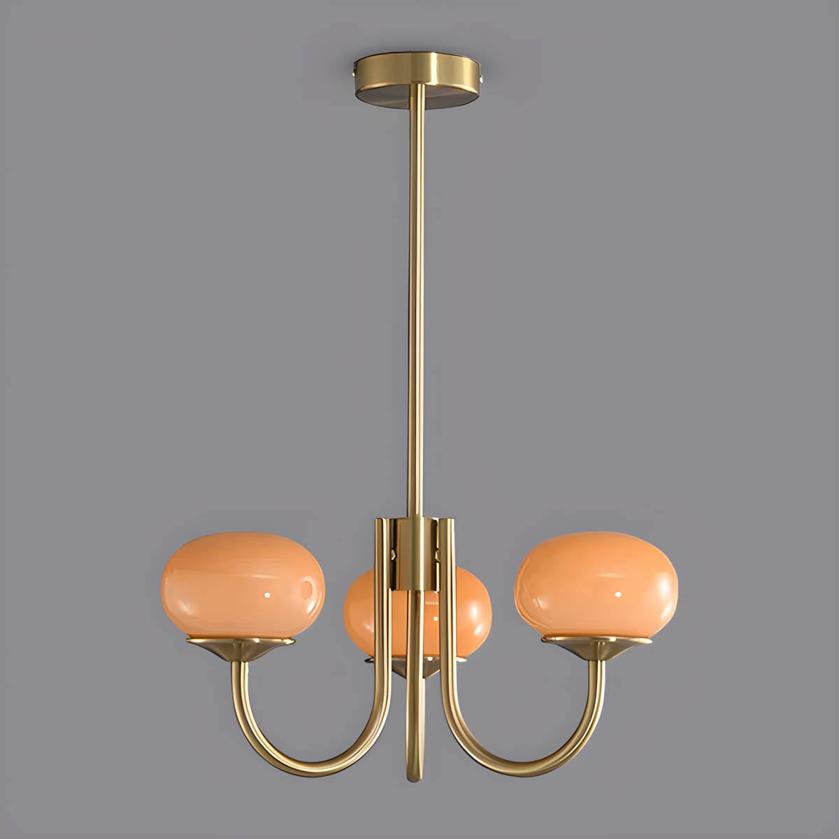 Vintage glass & iron head semi-flush pendant light