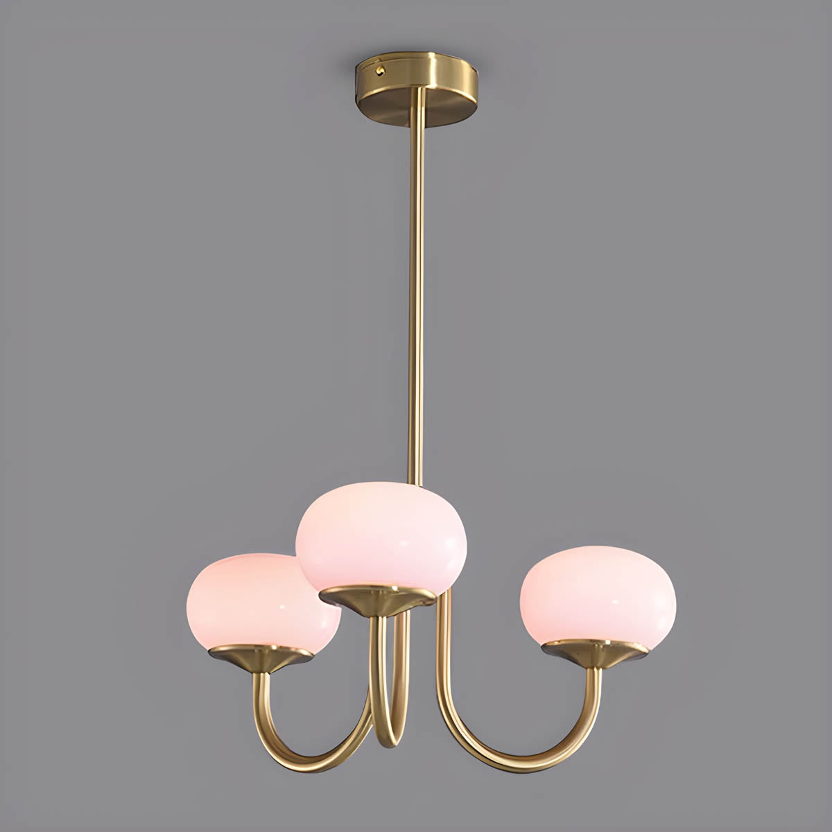 Vintage glass & iron head semi-flush pendant light