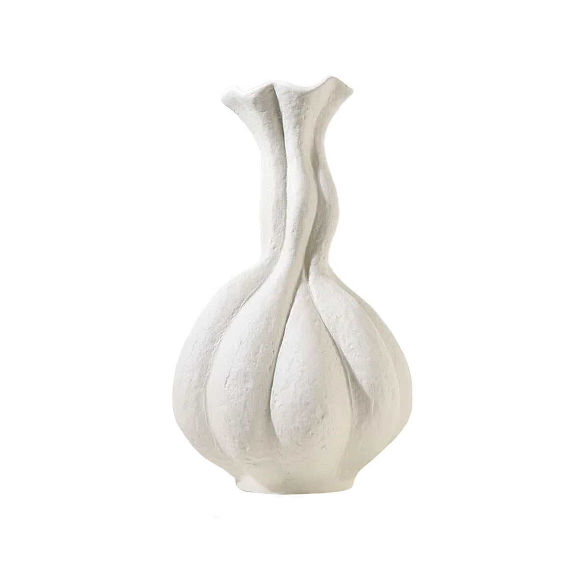 Artistic Pleated Ceramic Vase, Matte Finish — Decorative Home Centrepiece