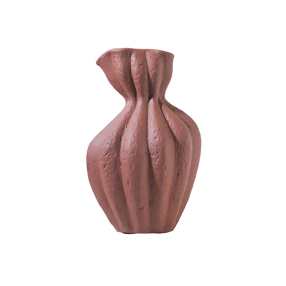 Artistic Pleated Ceramic Vase, Matte Finish — Decorative Home Centrepiece
