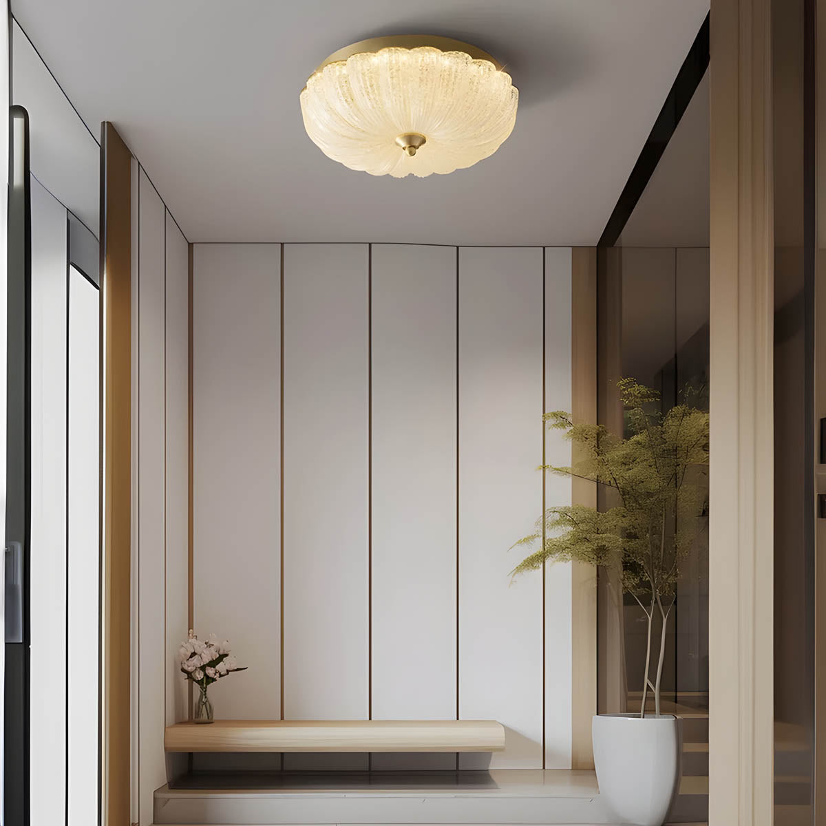 Scalloped Acrylic Dome Flush Ceiling Light 30-50 cm