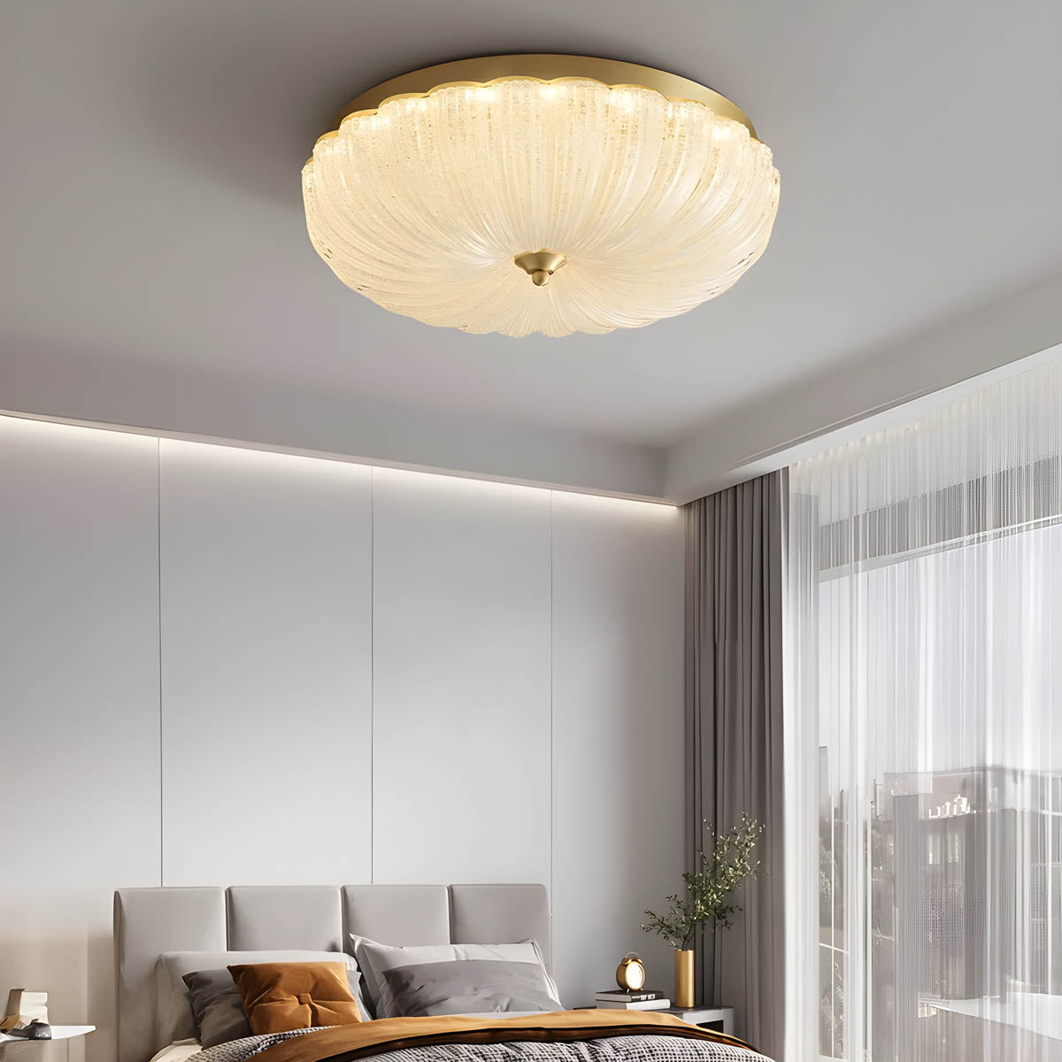 Scalloped Acrylic Dome Flush Ceiling Light 30-50 cm