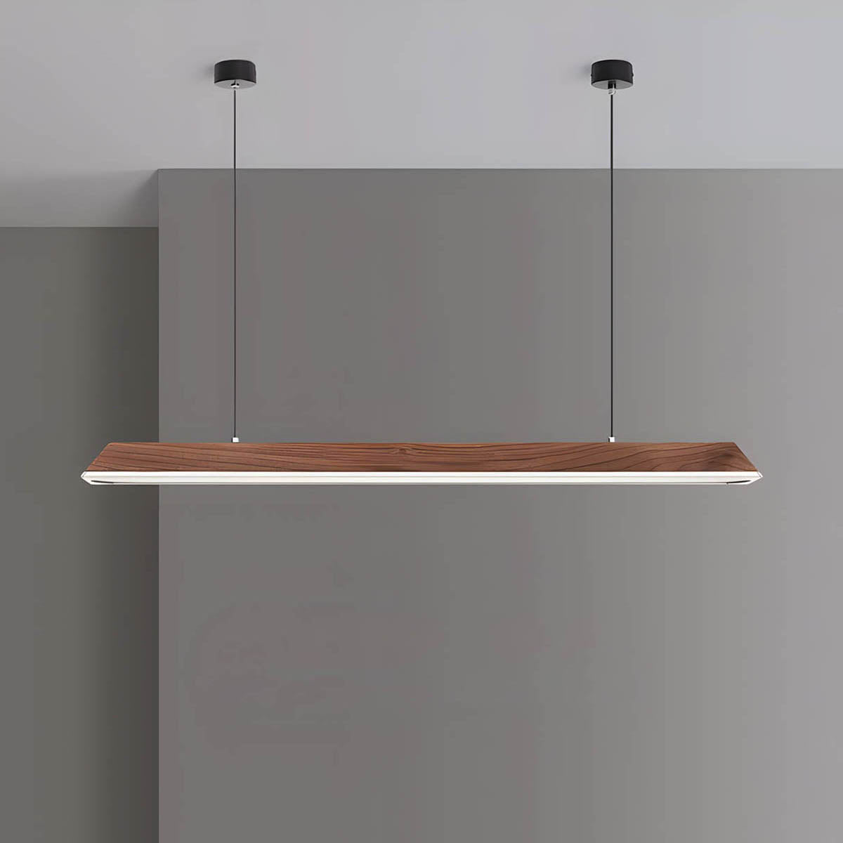 Wood and Metal Trapezoid Pendant Light 90-180 cm