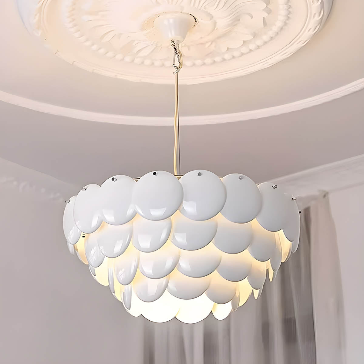Ceramic Disc Pendant Chandelier 44 cm LED E14