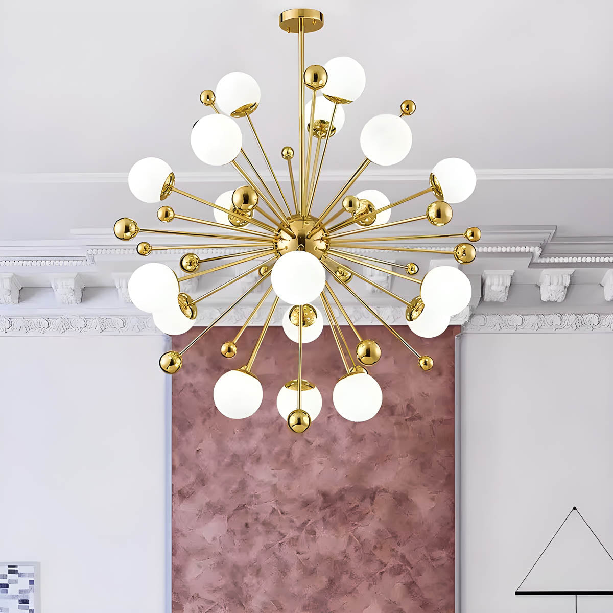 Gold Iron & Glass Globe Starburst Chandelier 9-18 Heads