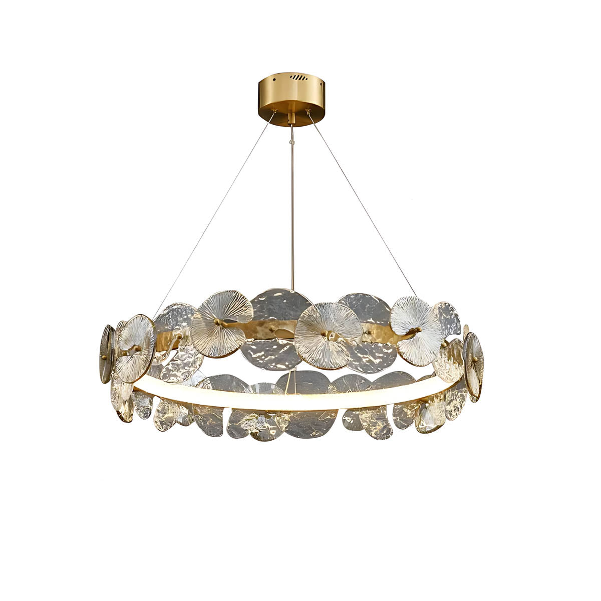 Double Halo Glass & Copper Chandelier 60-80 cm LED