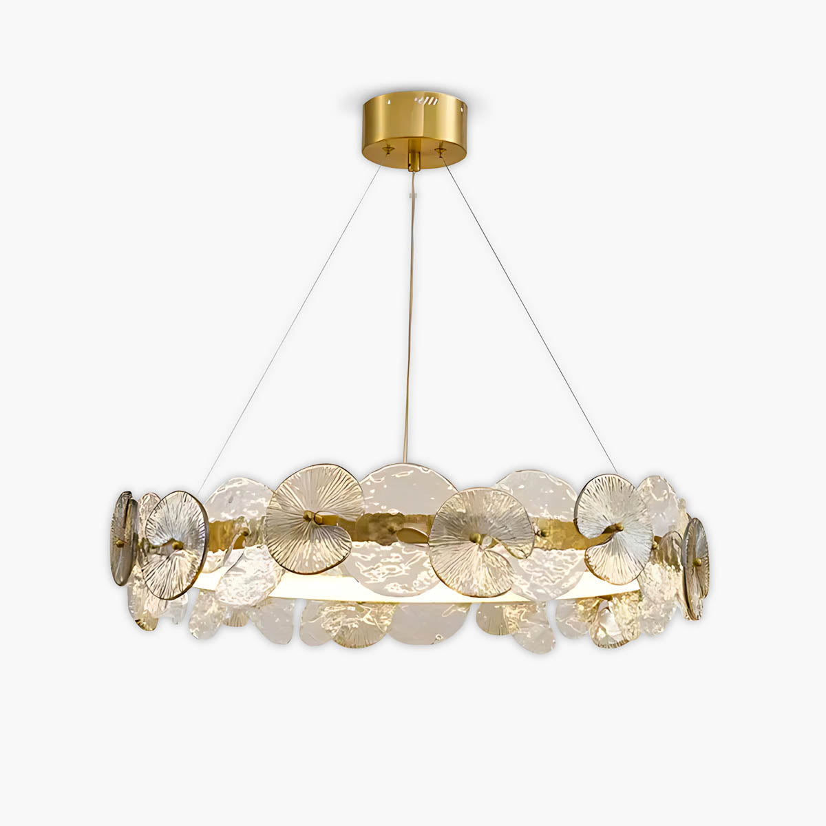 Double Halo Glass & Copper Chandelier 60-80 cm LED