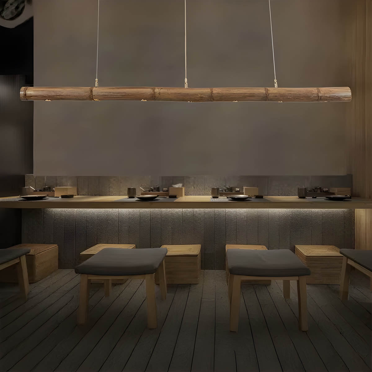 Solid Bamboo Cord Pendant Light 90-150 cm