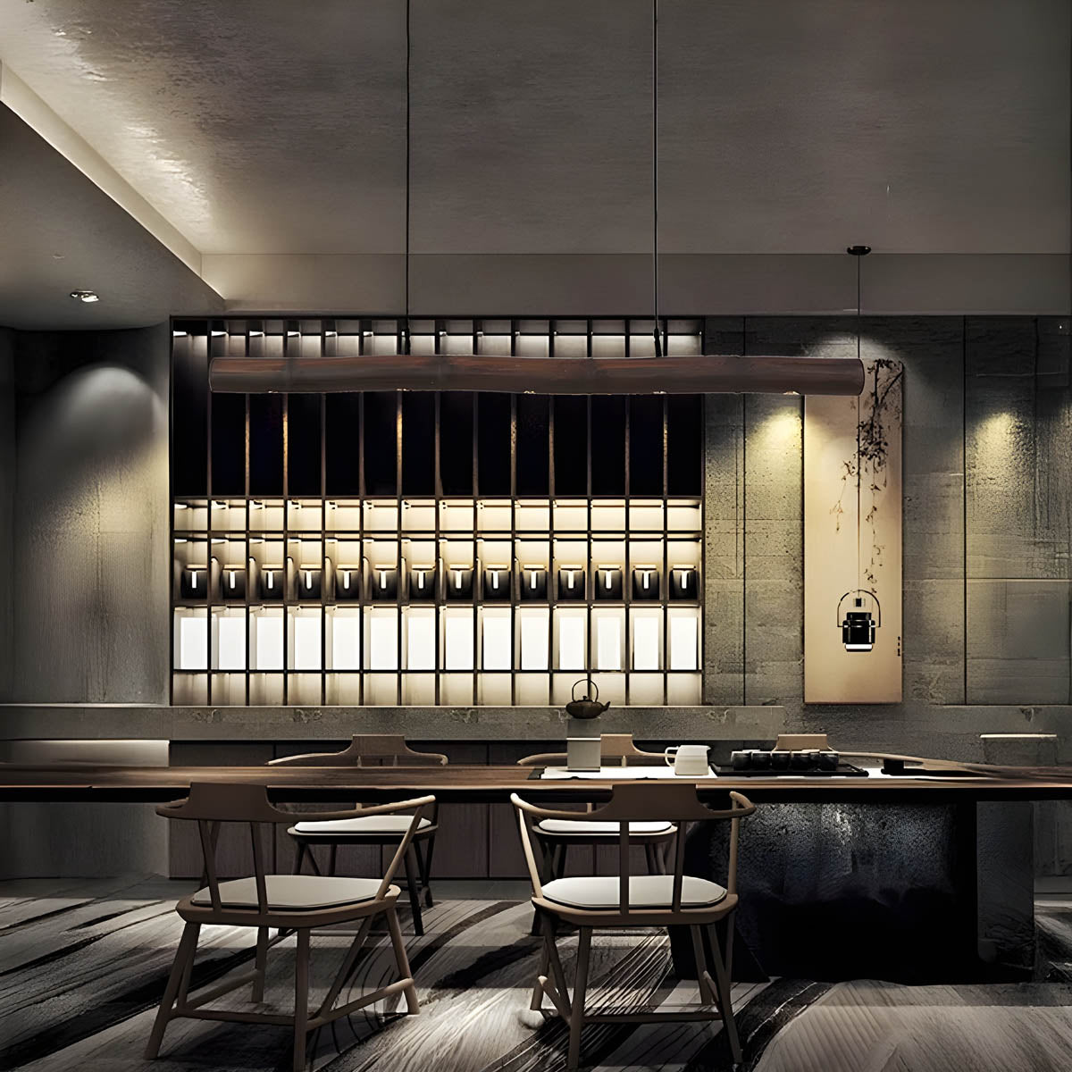 Solid Bamboo Cord Pendant Light 90-150 cm