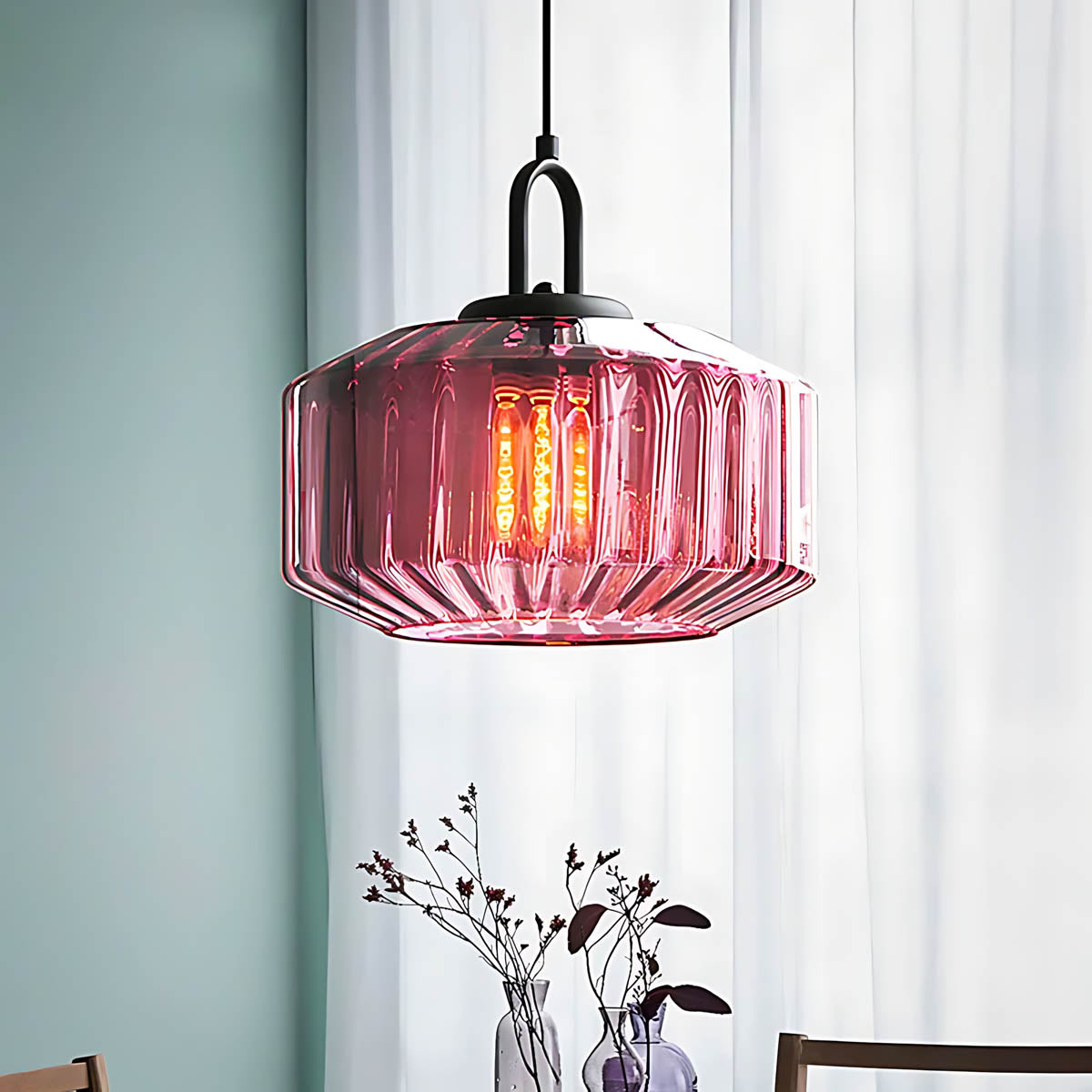 3-Shade Fluted Glass Cluster Pendant 28 cm E27