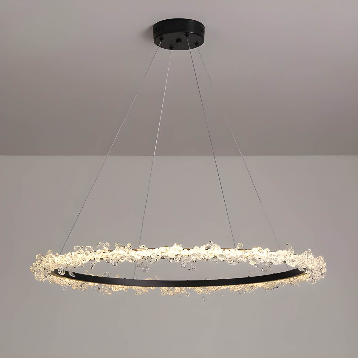 Crystal & Metal Ring LED Pendant / Chandelier