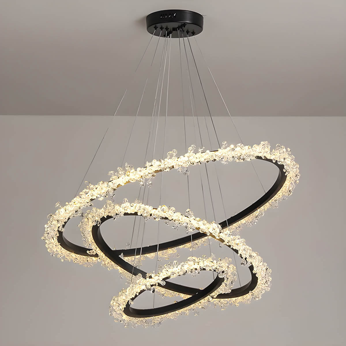 Crystal & Metal Ring LED Pendant / Chandelier