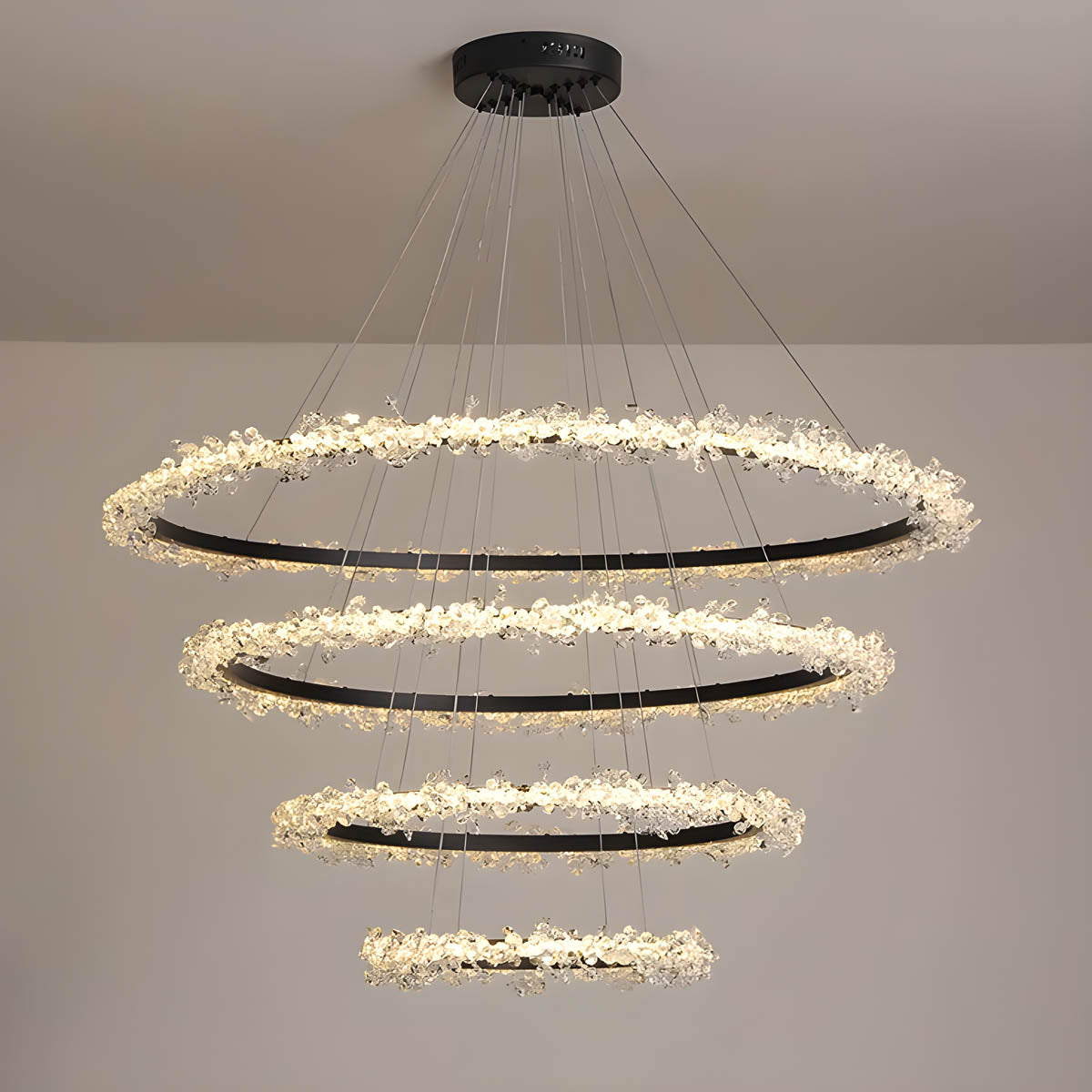 Crystal & Metal Ring LED Pendant / Chandelier