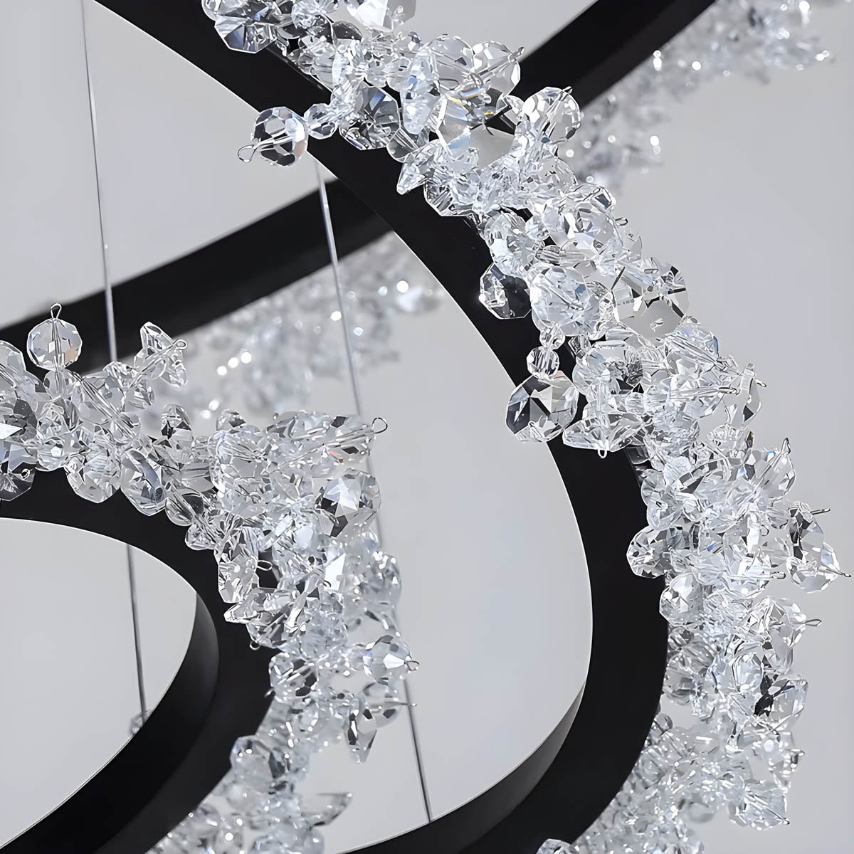 Crystal & Metal Ring LED Pendant / Chandelier