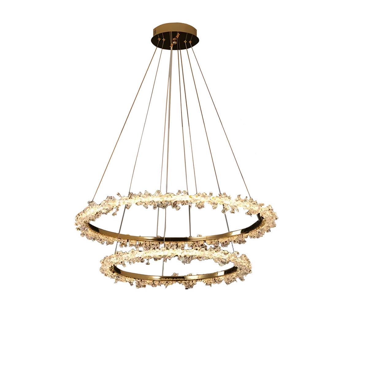 Crystal & Metal Ring LED Pendant / Chandelier