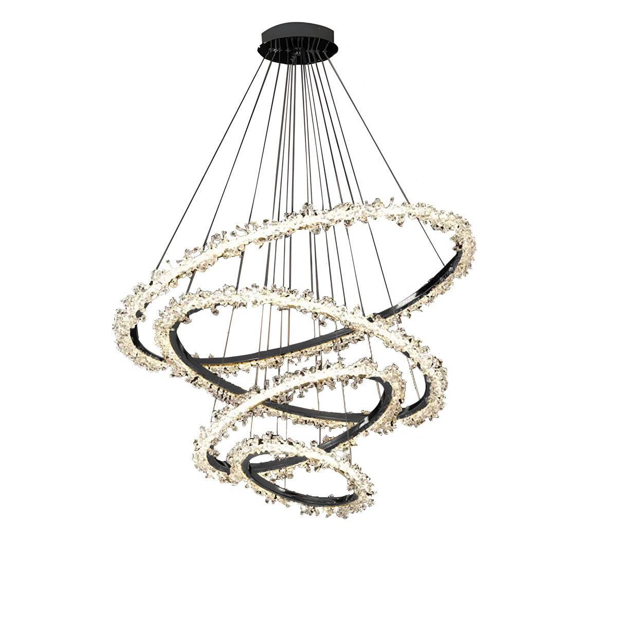 Crystal & Metal Ring LED Pendant / Chandelier