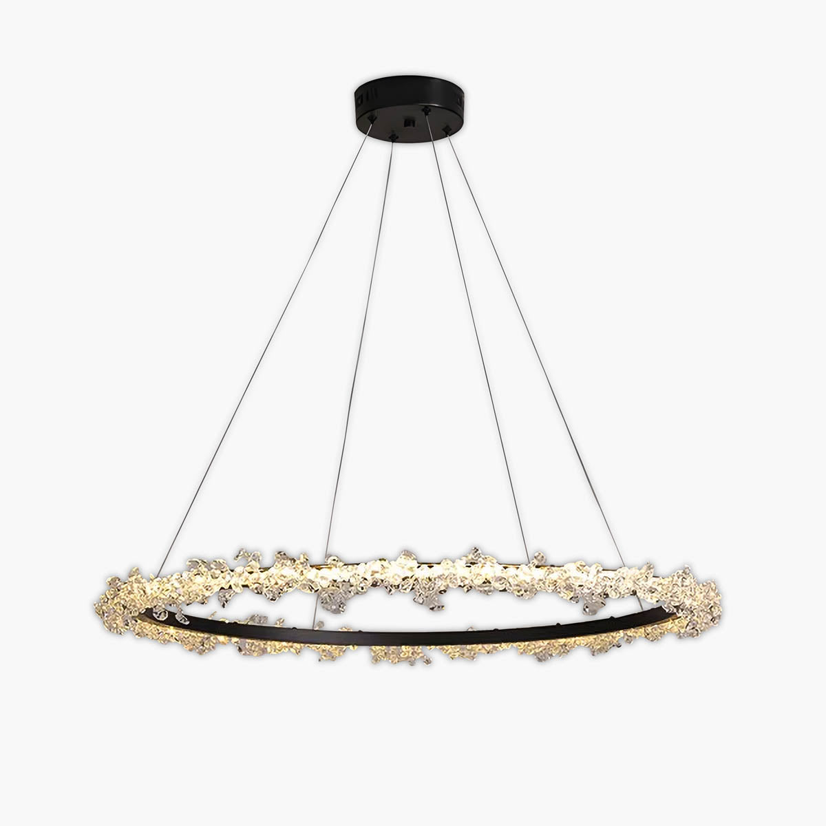 Crystal & Metal Ring LED Pendant / Chandelier