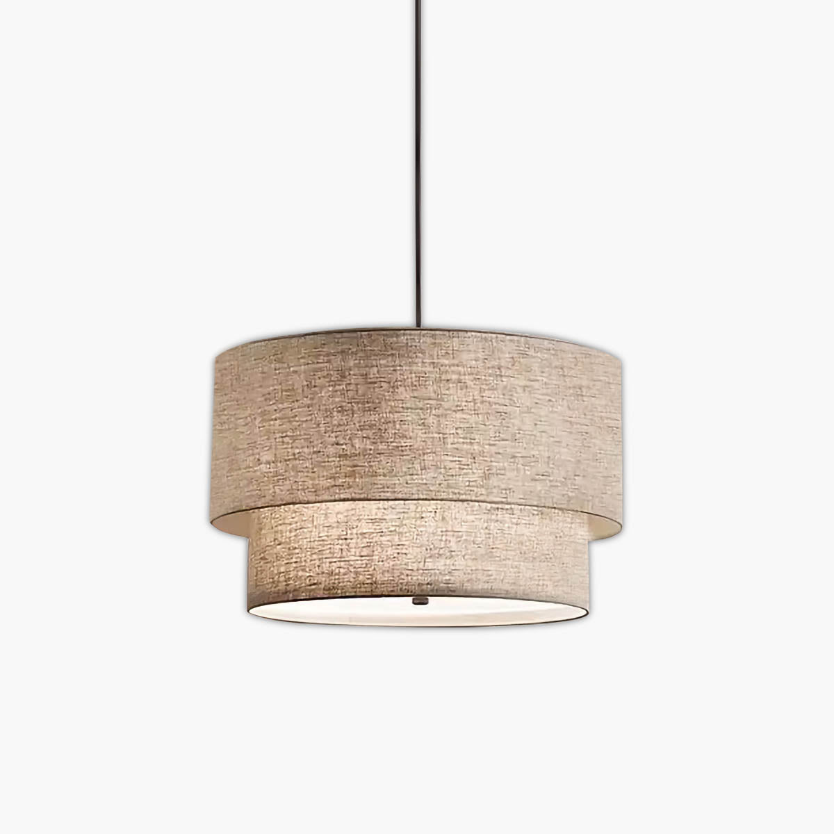 Layered Linen Drum Pendant Light
