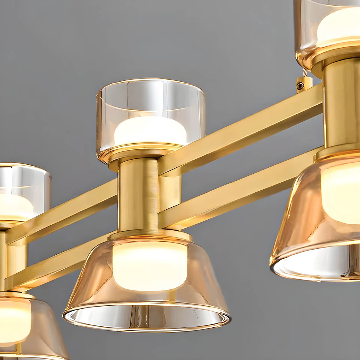 Copper Glass Multi-Arm Pendant Light with 5-8 Heads