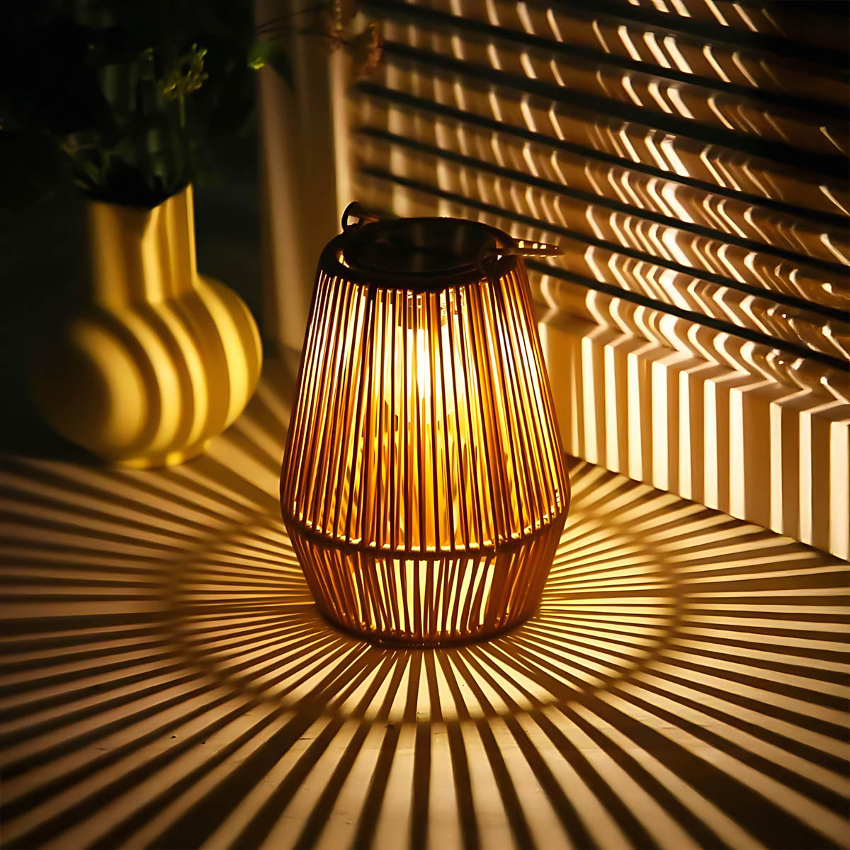 Table Solar Rattan Lantern Outdoor Lamp IP65 32 cm Warm Glow