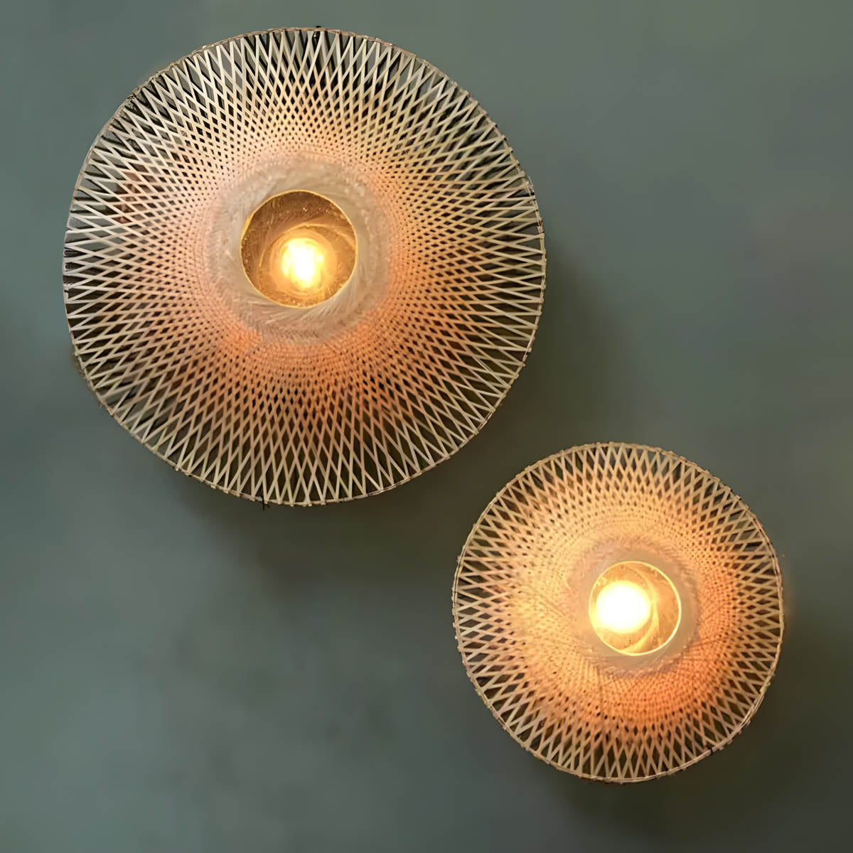 Rattan and bamboo wall light with E27 LED