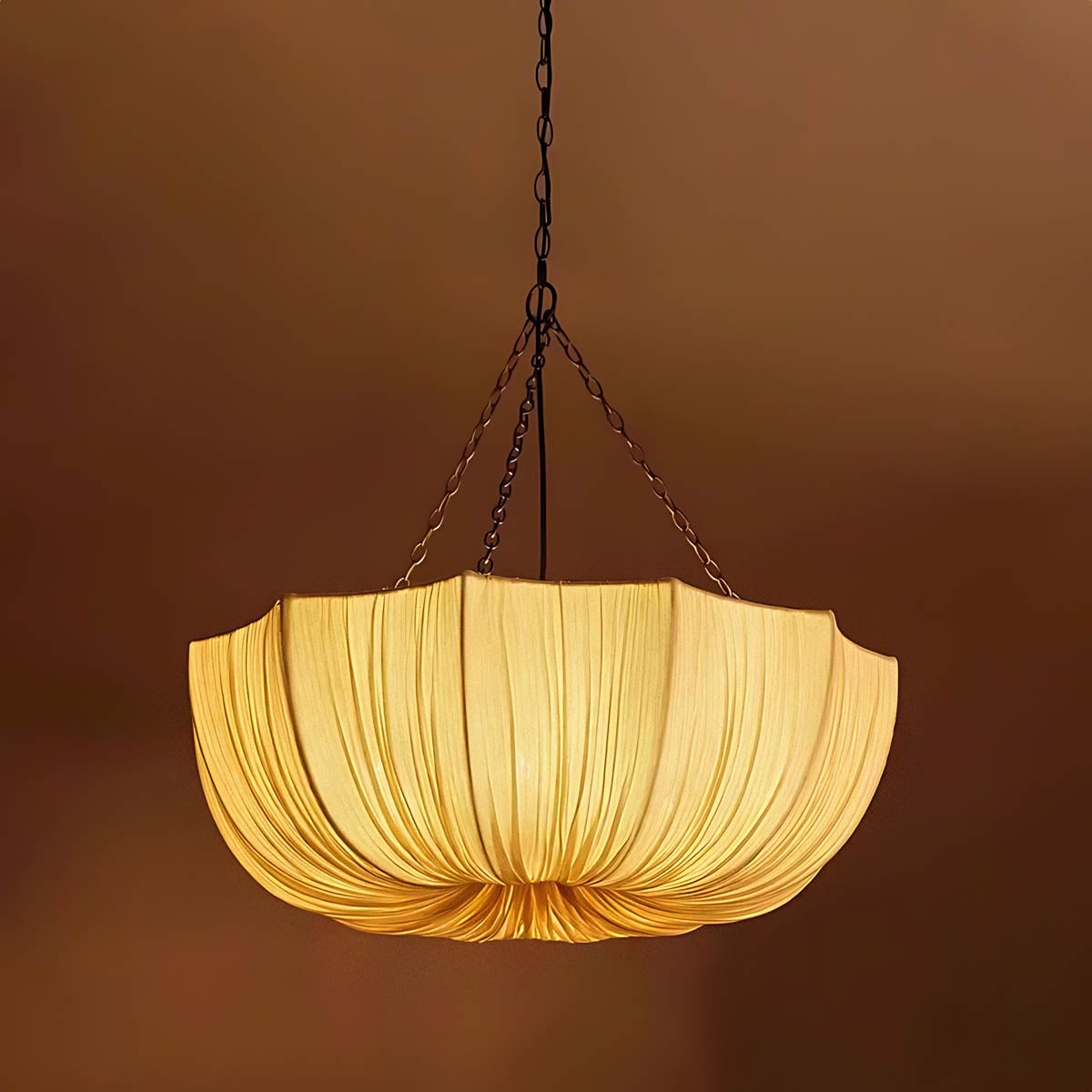 Fabric & Iron Chain Pendant Chandelier 40 cm Non-Dimmable LED E27