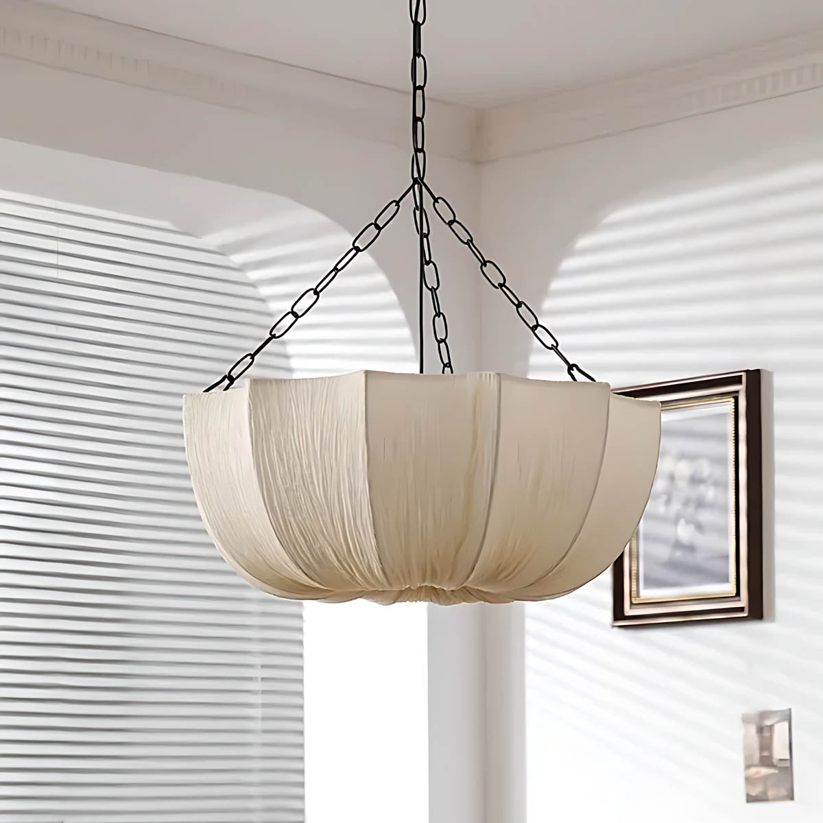 Fabric & Iron Chain Pendant Chandelier 40 cm Non-Dimmable LED E27