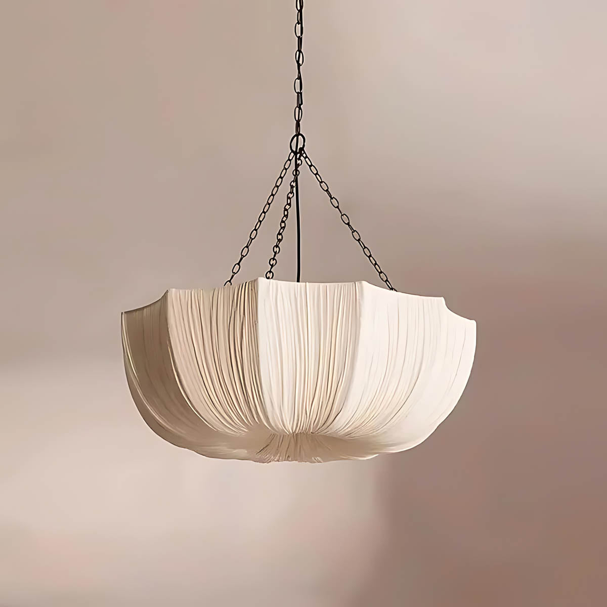 Fabric & Iron Chain Pendant Chandelier 40 cm Non-Dimmable LED E27